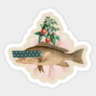 Flower Fish collage art Sticker